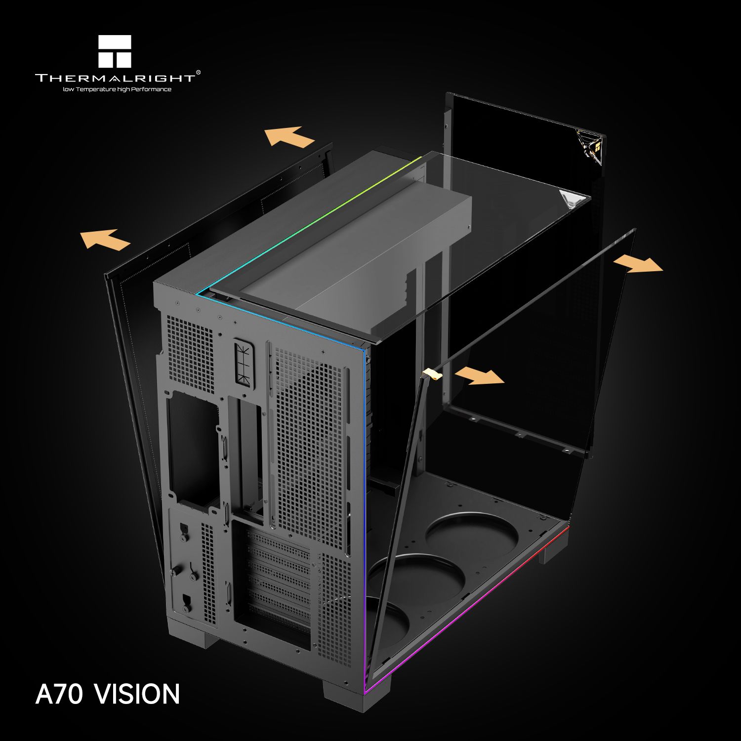 Корпус без блока питания Thermalright TR-A70 Vision Black FAN5-C (TR-A70 Vision Black FAN5-C)